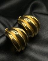 Gold Ribbed Hoop Earrings