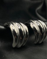 Silver Ribbed Hoop Earrings