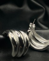 Silver Ribbed Hoop Earrings