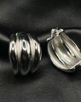 Silver Ribbed Hoop Earrings