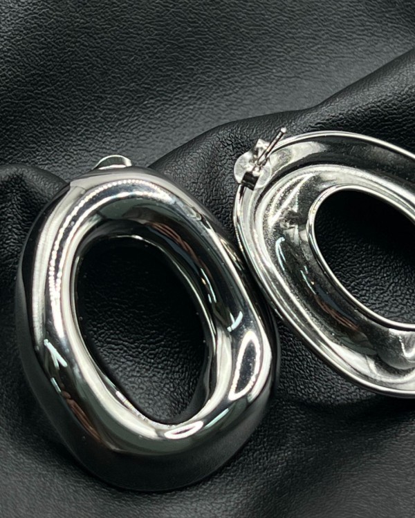 Chunky Oval Earrings silver