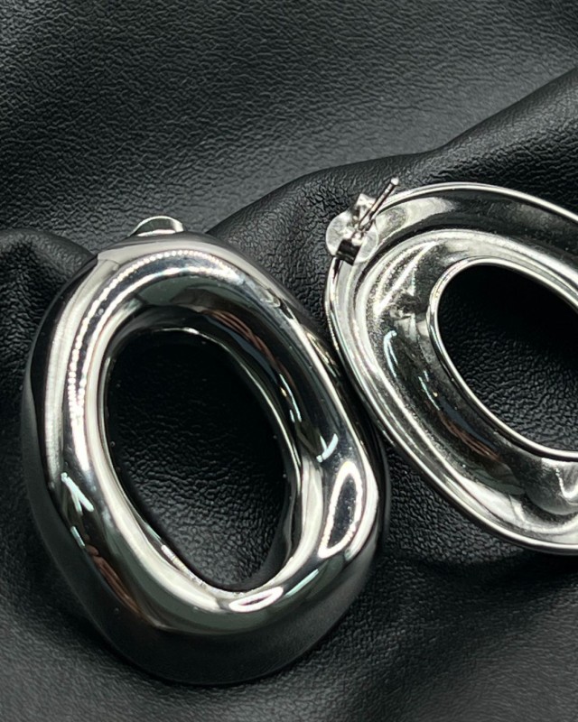 Chunky Oval Earrings silver