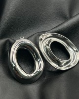Chunky Oval Earrings silver