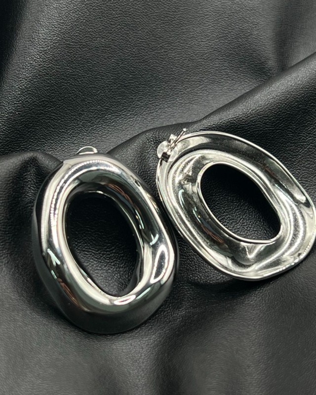 Chunky Oval Earrings silver