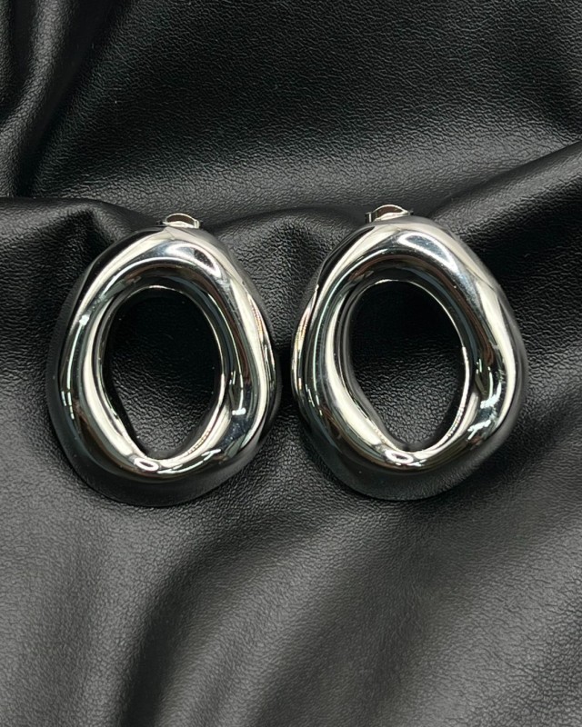 Chunky Oval Earrings silver