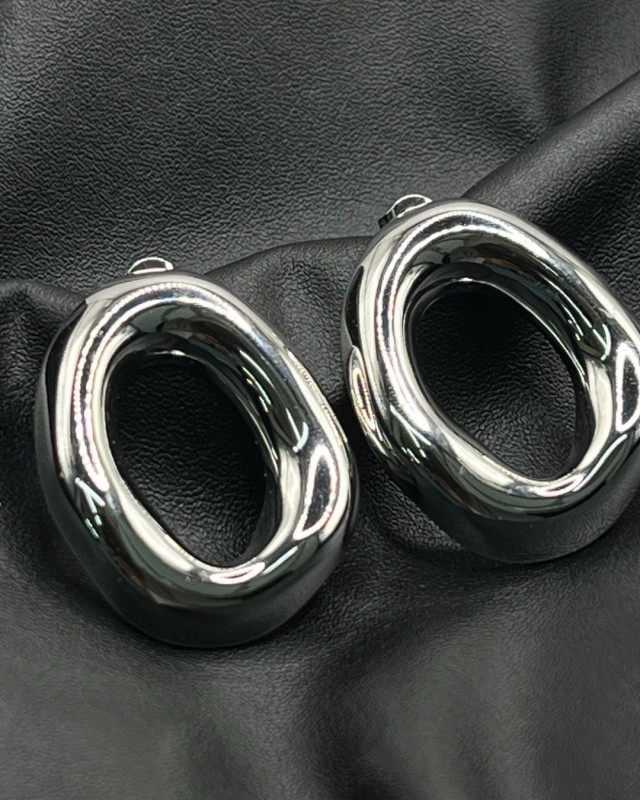 Chunky Oval Earrings silver