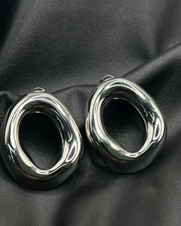Chunky Oval Earrings silver