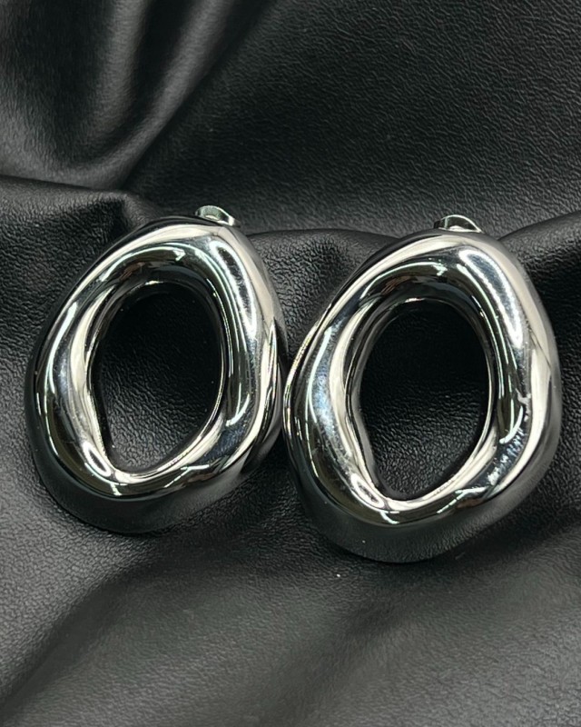 Chunky Oval Earrings silver