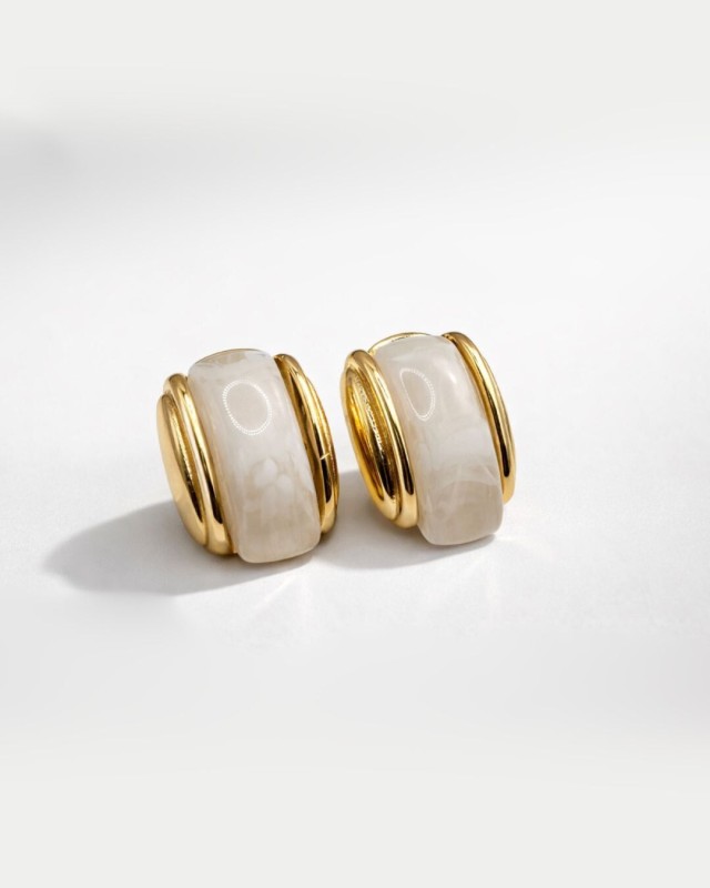 Pearl White Barrel Earrings