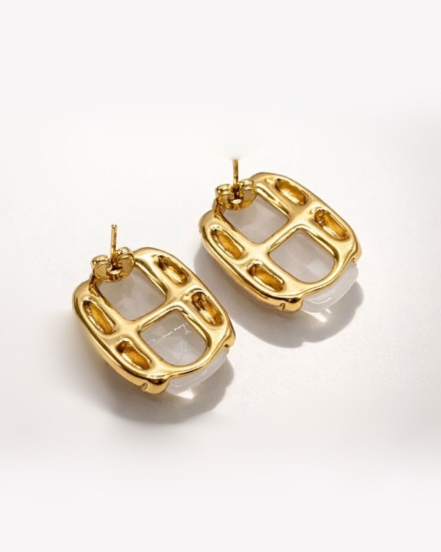 Pearl White Barrel Earrings