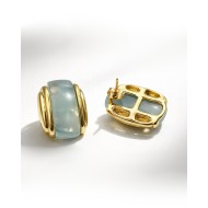 Aqua Green Barrel Earrings