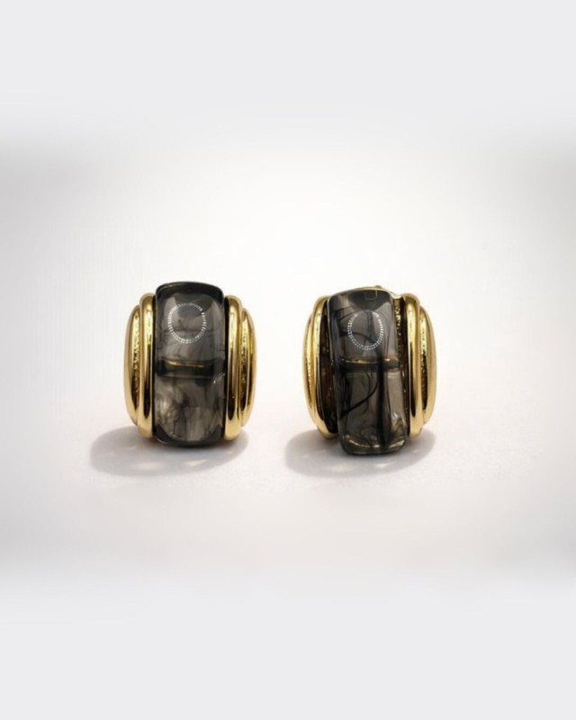 Smokey Grey Barrel Earrings