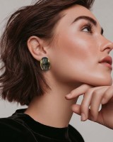 Smokey Grey Barrel Earrings