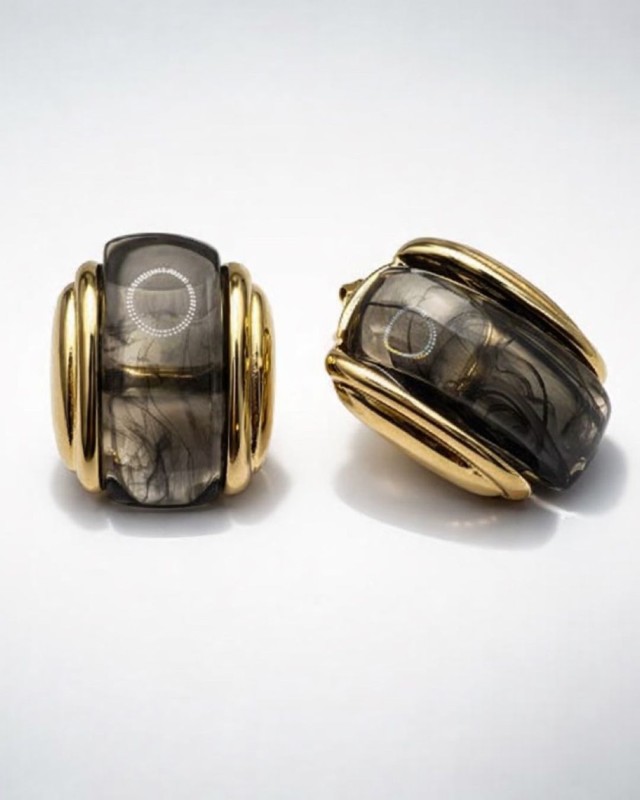 Smokey Grey Barrel Earrings