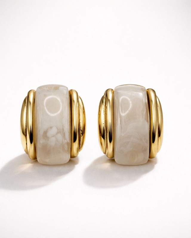 Pearl White Barrel Earrings