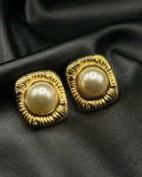 Vintage Pearl Square Earrings
