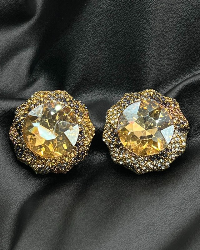 Crystal Stud Earrings gold