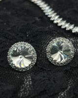 Round Crystal Halo Earrings silver