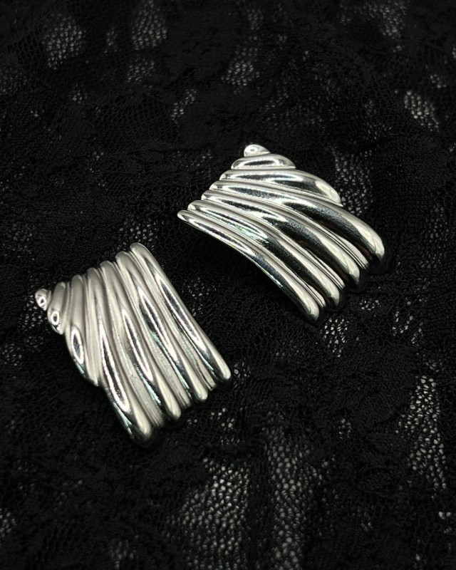 Folded Wave Earrings Silver