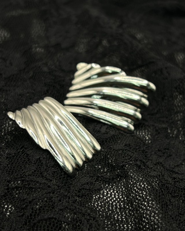 Folded Wave Earrings Silver
