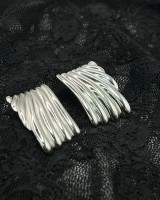 Folded Wave Earrings Silver