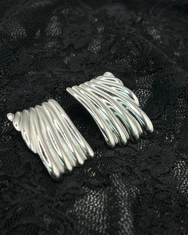 Folded Wave Earrings Silver
