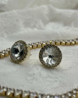 Round Crystal Halo Earrings Gold