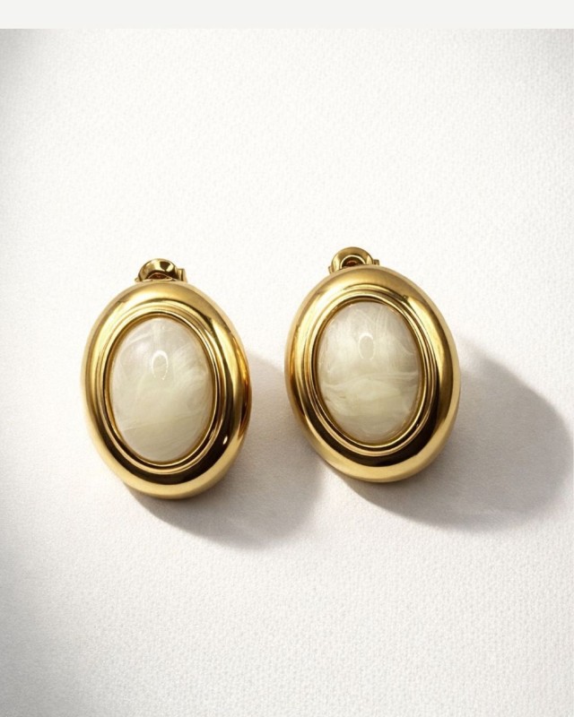 Oval Marble Earrings