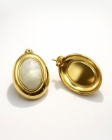 Oval Marble Earrings