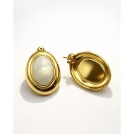 Oval Marble Earrings