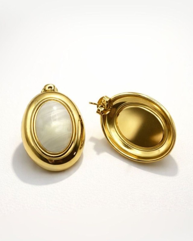 Oval Marble Earrings