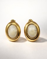 Oval Marble Earrings