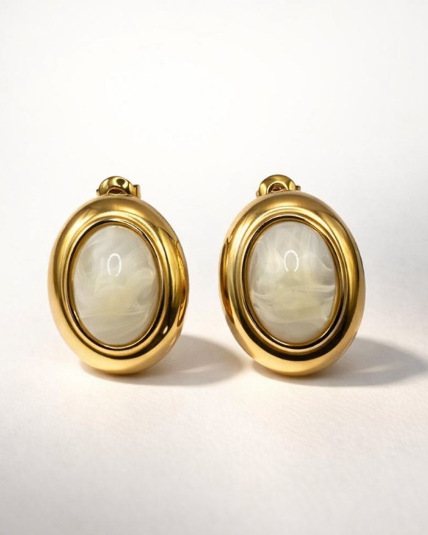 Oval Marble Earrings