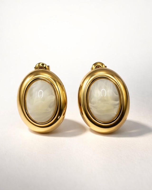 Oval Marble Earrings