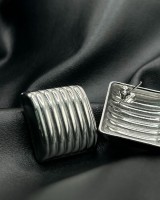 Square Ribbed Earrings silver