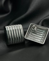 Square Ribbed Earrings silver