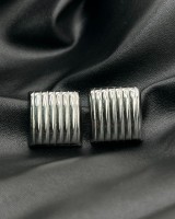 Square Ribbed Earrings silver