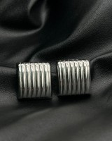 Square Ribbed Earrings silver