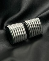 Square Ribbed Earrings silver