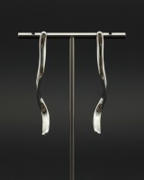 Silver Wavy Long Bar Earrings