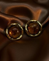 Gold Orb Resin Studs amber