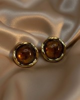 Gold Orb Resin Studs amber