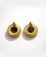 Gold Orb Resin Studs amber