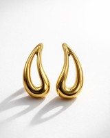 Gold Drop Curve Earrings