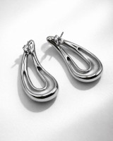 Silver Drop Curve Earrings
