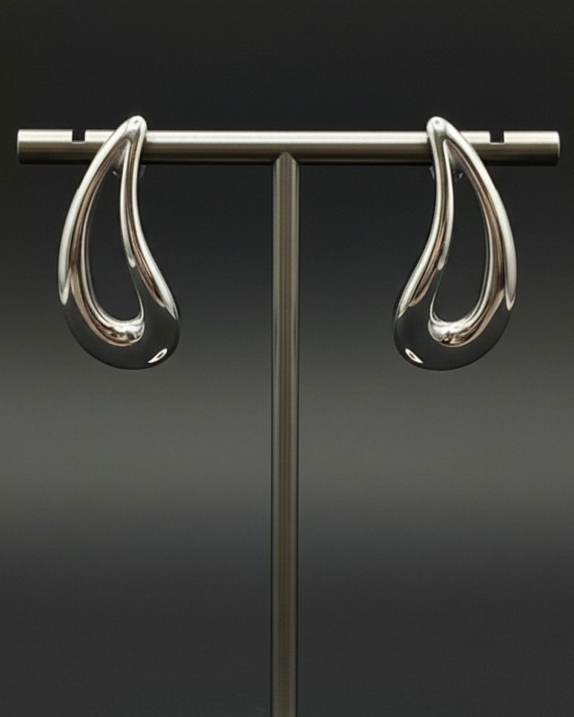 Silver Drop Curve Earrings
