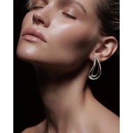 Silver Drop Curve Earrings