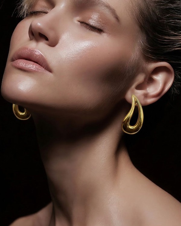 Silver Drop Curve Earrings