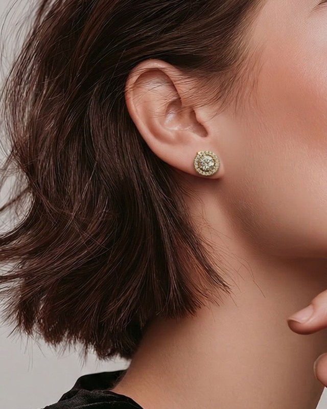 Gold Halo Stud Earrings