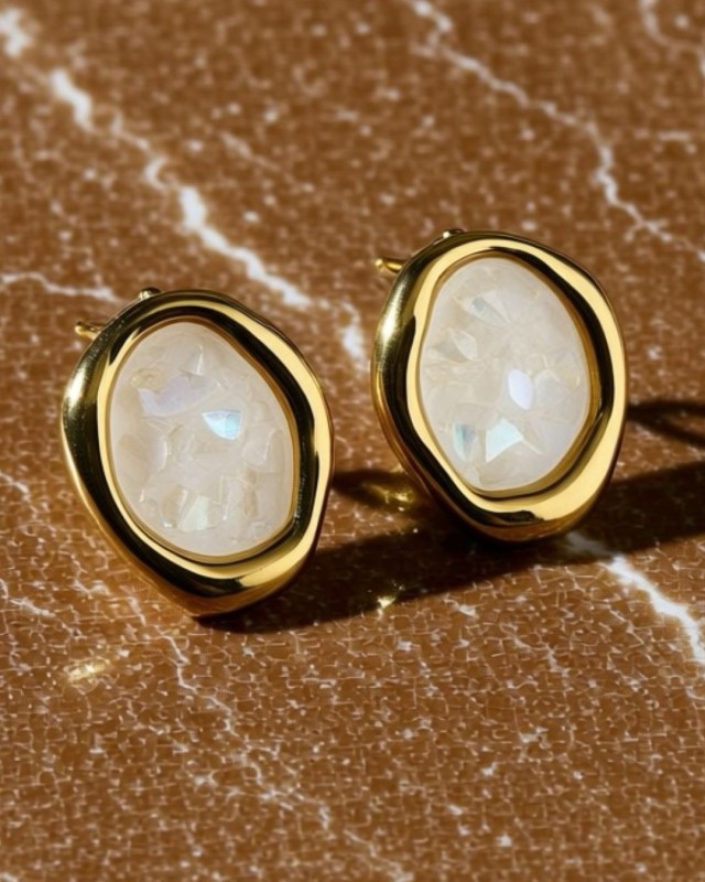 White Stone Stud Earrings